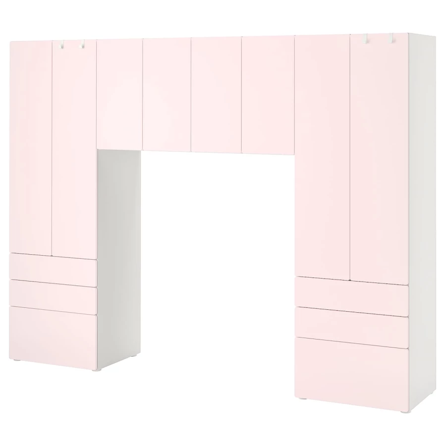 Шкаф - PLATSA/ SMÅSTAD / SMАSTAD  IKEA/ ПЛАТСА/СМОСТАД  ИКЕА, 240x42x181 см, белый/розовый (изображение №1)