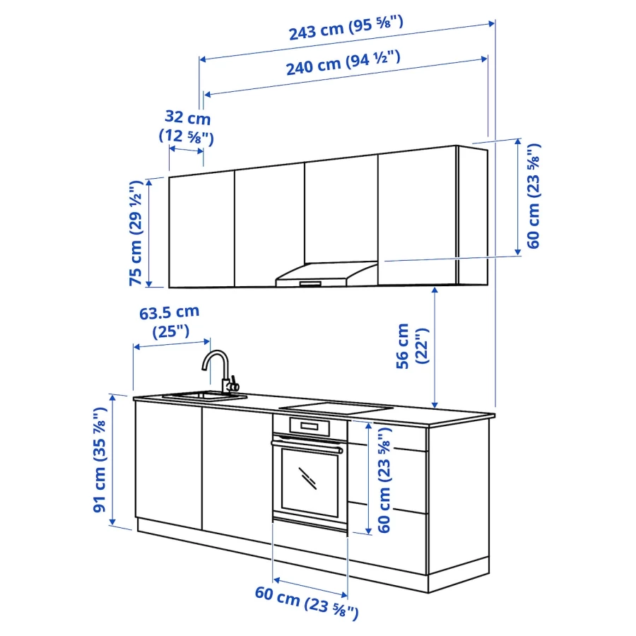 Кухня - ENHET  IKEA/ ЭНХЕТ ИКЕА, 243х222 см, белый/бежевый (изображение №4)