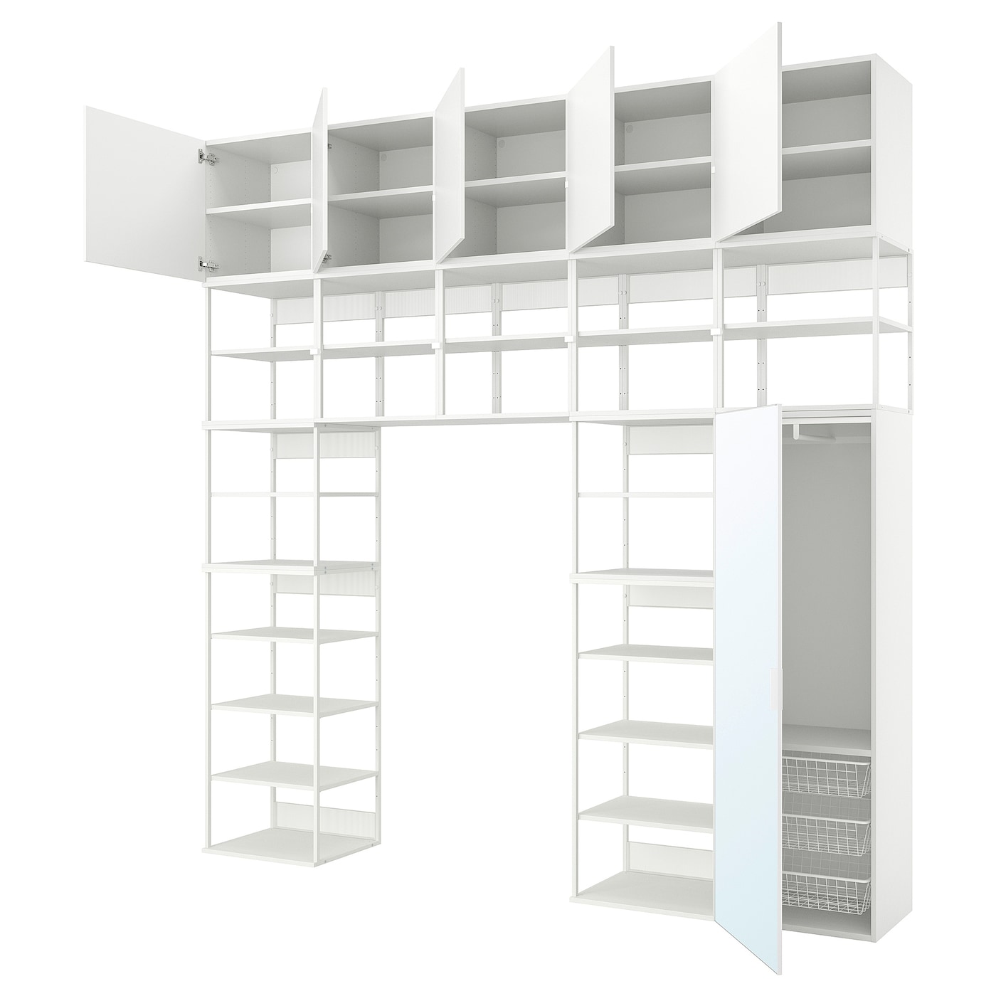 Шкаф 6-дверный с зеркалом - IKEA PLATSA/ПЛАТСА ИКЕА, 42х300х301 см, белый