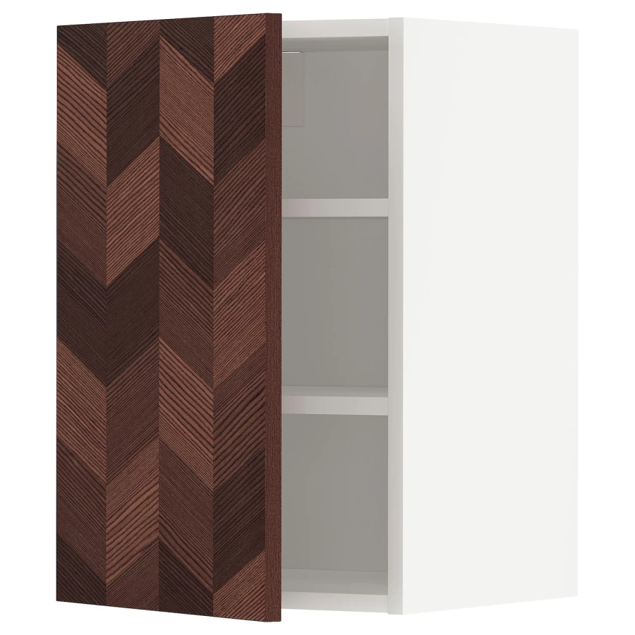 Навесной шкаф с полкой - METOD IKEA/ МЕТОД ИКЕА, 80х40 см, белый/коричневый (изображение №1)