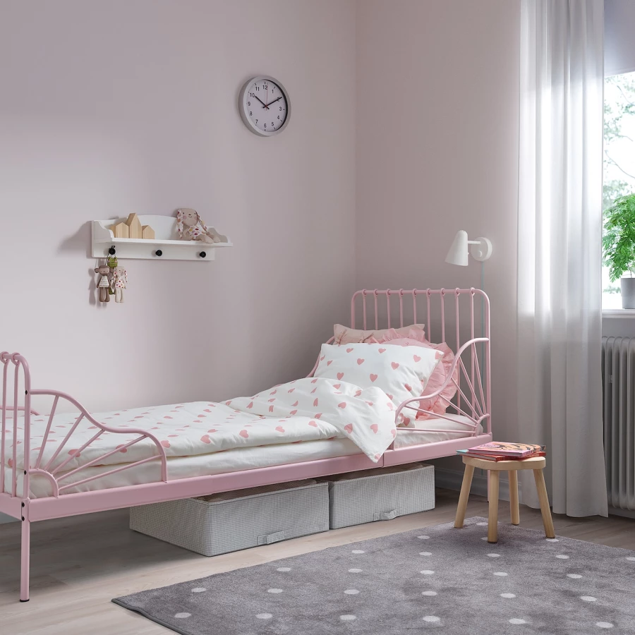 Кровать одноярусная - IKEA MINNEN/LURÖY, 80x200 см, розовый, ИКЕА (изображение №3)