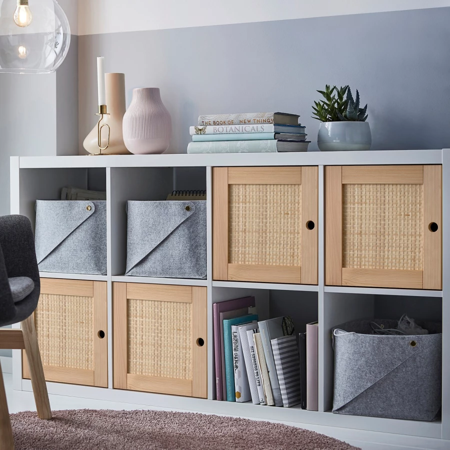 Вставка с дверцей - KALLAX IKEA/КАЛЛАКС ИКЕА, 33х33 см, светло-коричневый (изображение №3)