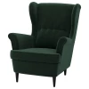 Кресло с подголовником - IKEA STRANDMON, 82х96х101 см, темно-зеленый, СТРАНДМОН ИКЕА