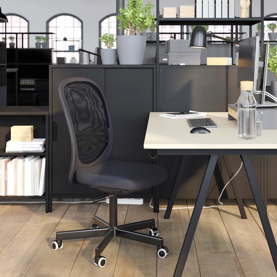 Письменный стол - IKEA TROTTEN, 160х80 см, бежевый/антрацит, ТРОТТЕН ИКЕА (изображение №4)