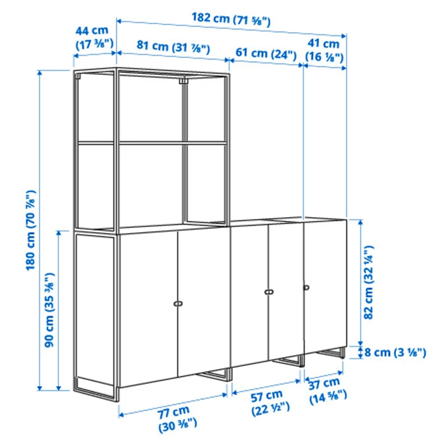 Книжный шкаф - JOSTEIN IKEA/ ЙОСТЕЙН ИКЕА,  180х182 см, белый (изображение №5)