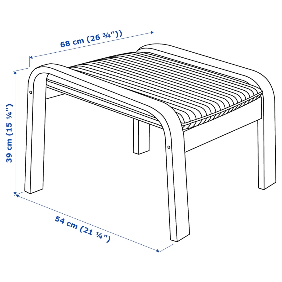 Табурет для ног - POÄNG / POАNG IKEA/  ПОЭНГ ИКЕА, 68х39 см, черный (изображение №3)