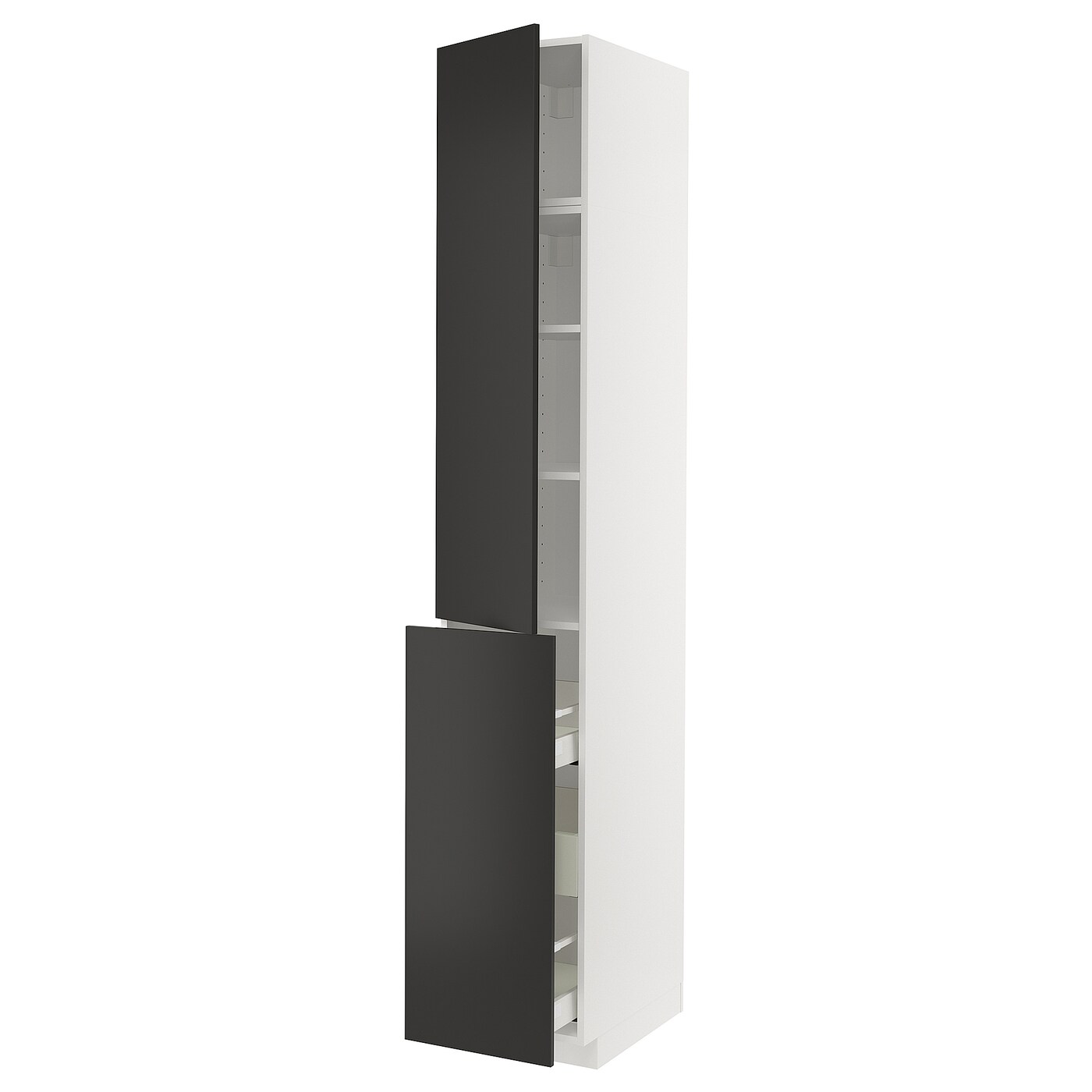Высокий шкаф - IKEA METOD/MAXIMERA/МЕТОД/МАКСИМЕРА ИКЕА, 240х60х40 см, белый/черный