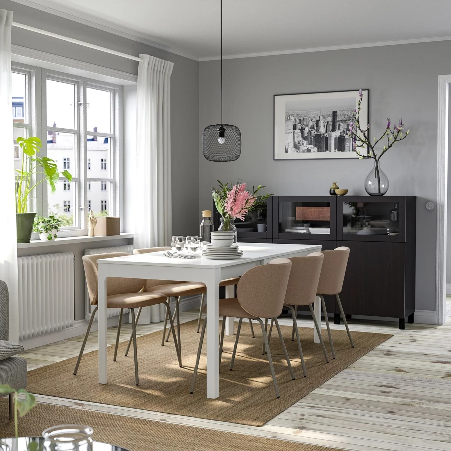 Стол и 4 стула - EKEDALEN / KRYLBO IKEA/ ЭКЕДАЛЕН/КРЫЛЬБО ИКЕА, 180/120х80х75 см, белый/коричневый (изображение №2)