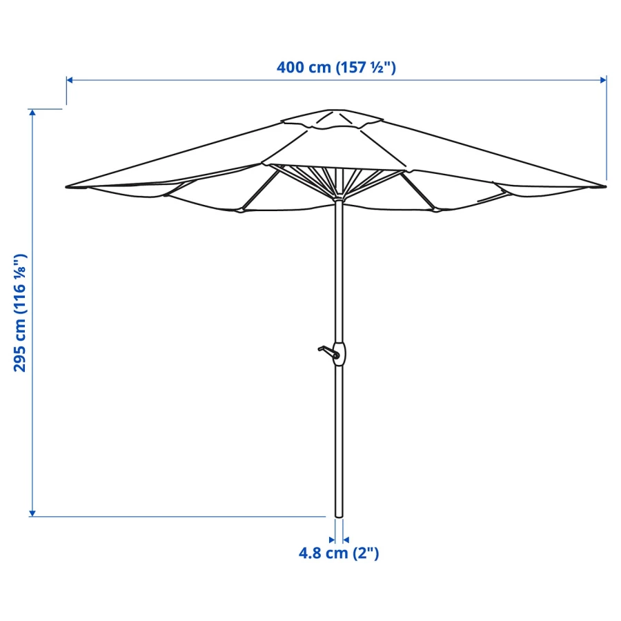 Зонт  - LJUSTERÖ /LJUSTERО IKEA/ ЛЬЮСТЕРЭ ИКЕА, 400 см, бежевый (изображение №6)