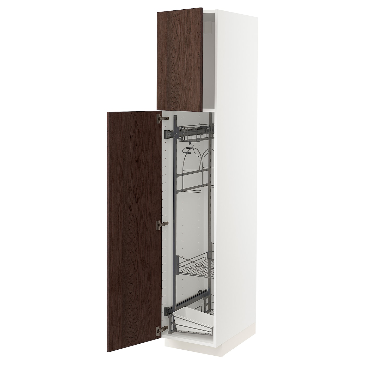 Высокий шкаф/бытовой - IKEA METOD/МЕТОД ИКЕА, 200х60х40 см, белый/коричневый
