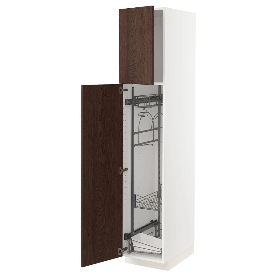 Высокий шкаф/бытовой - IKEA METOD/МЕТОД ИКЕА, 200х60х40 см, белый/коричневый (изображение №1)