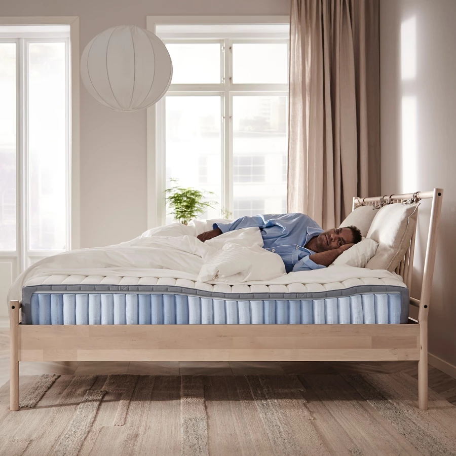Каркас кровати с ящиком для хранения и матрасом - IKEA NORDLI, 200х140 см, матрас жесткий, белый, НОРДЛИ ИКЕА (изображение №10)
