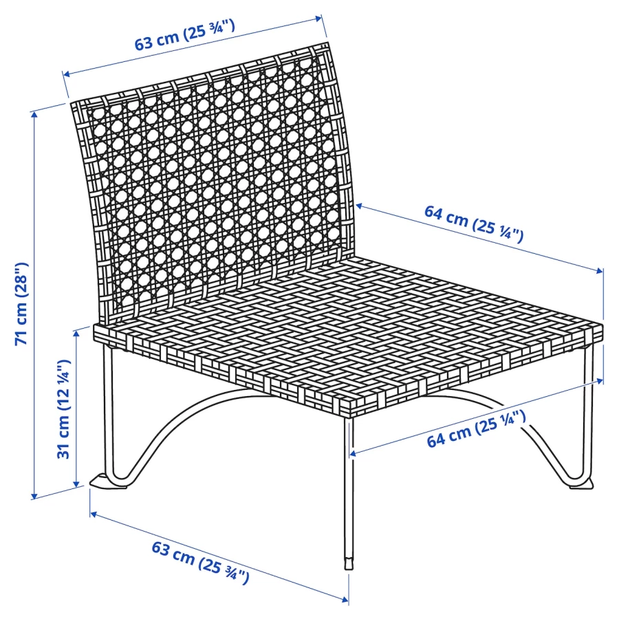 Кресло садовое - IKEA JUTHOLMEN, 71х64 см, серый, ЮТХОЛЬМЕН ИКЕА (изображение №3)
