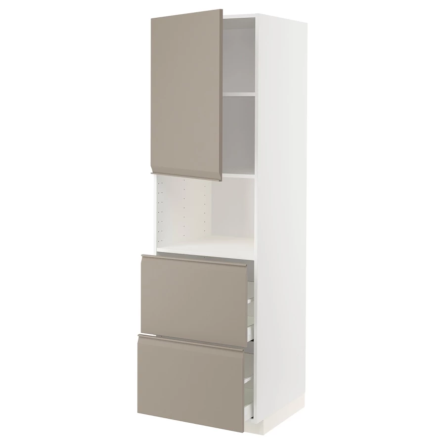 Высокий шкаф - IKEA METOD/MAXIMERA/МЕТОД/МАКСИМЕРА ИКЕА, 200х60х60 см, белый/бежевый (изображение №1)