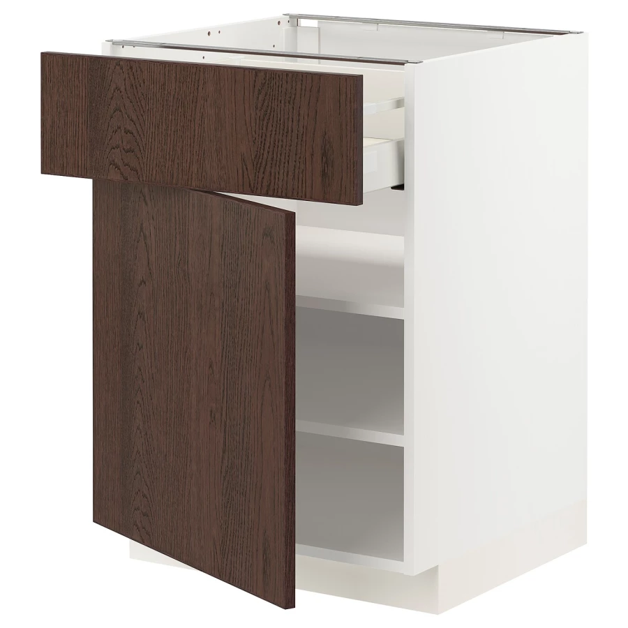 Напольный шкаф - METOD / MAXIMERA IKEA/ МЕТОД/ МАКСИМЕРА ИКЕА,  88х60 см, белый/коричневый (изображение №1)