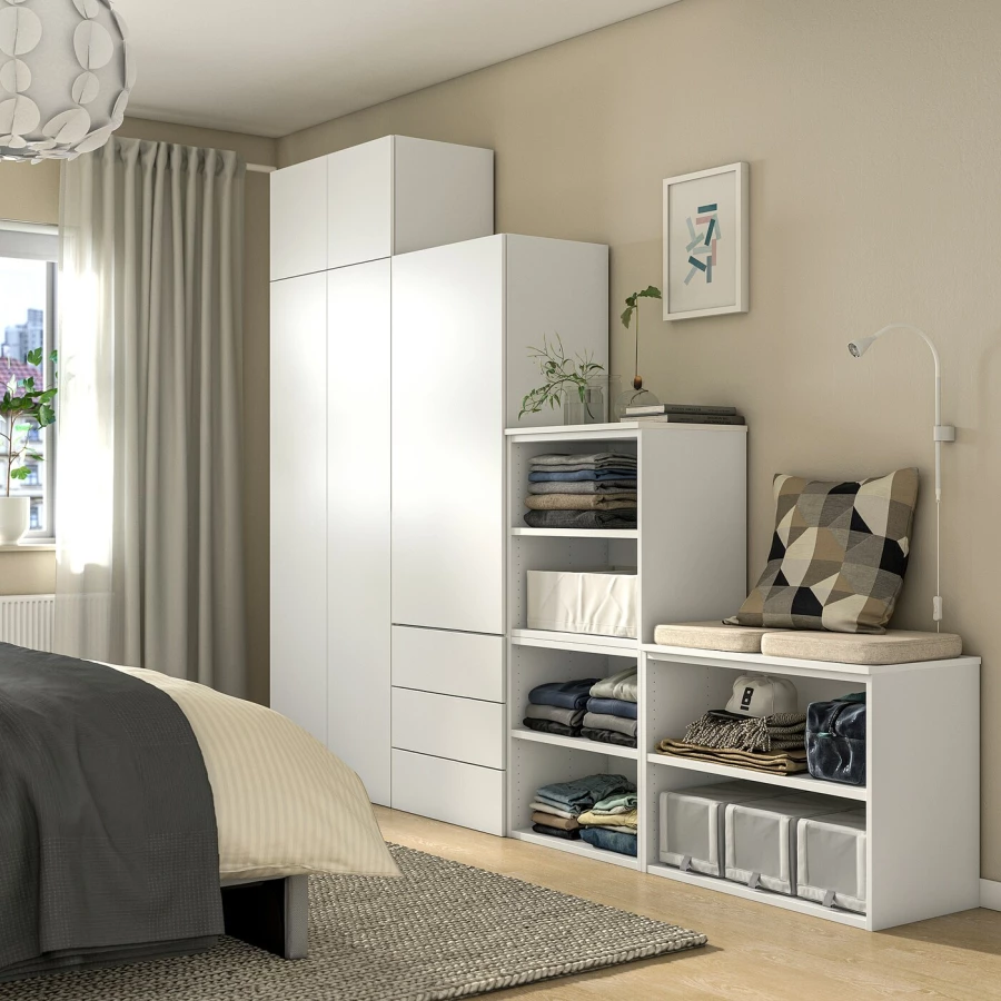 Платяной шкаф - PLATSA/IKEA/ ПЛАТСА ИКЕА,280x42x221 см, белый (изображение №2)