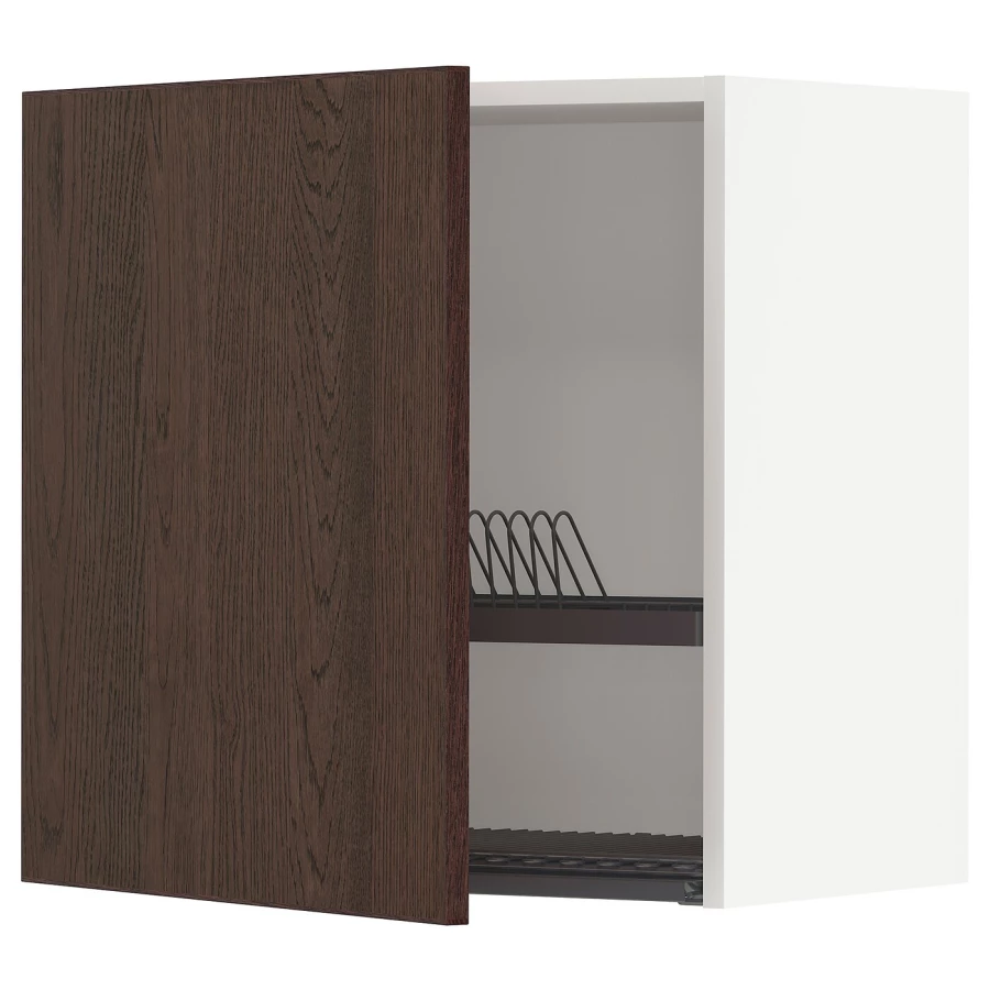 Навесной шкаф с сушилкой - METOD IKEA/ МЕТОД ИКЕА, 60х60 см, белый/коричневый (изображение №1)