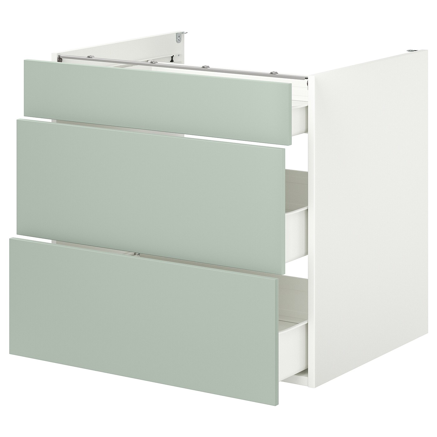 Напольный шкаф с ящиками - IKEA ENHET, 75x62x80см, белый/светло-серый, ЭХНЕТ ИКЕА