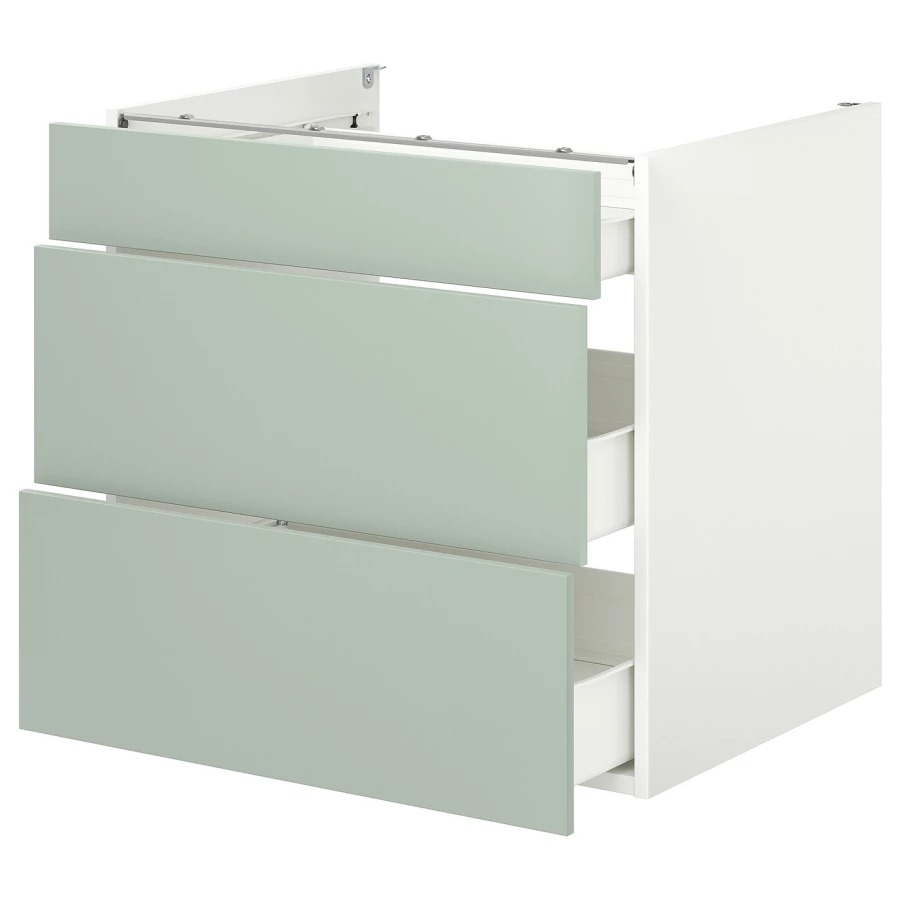 Напольный шкаф с ящиками - IKEA ENHET, 75x62x80см, белый/светло-серый, ЭХНЕТ ИКЕА (изображение №1)
