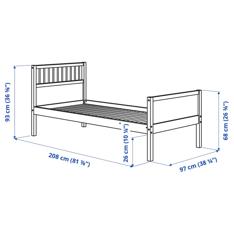 Каркас кровати - SMYGA IKEA/  смыга ИКЕА,  208х97 см, белый (изображение №5)