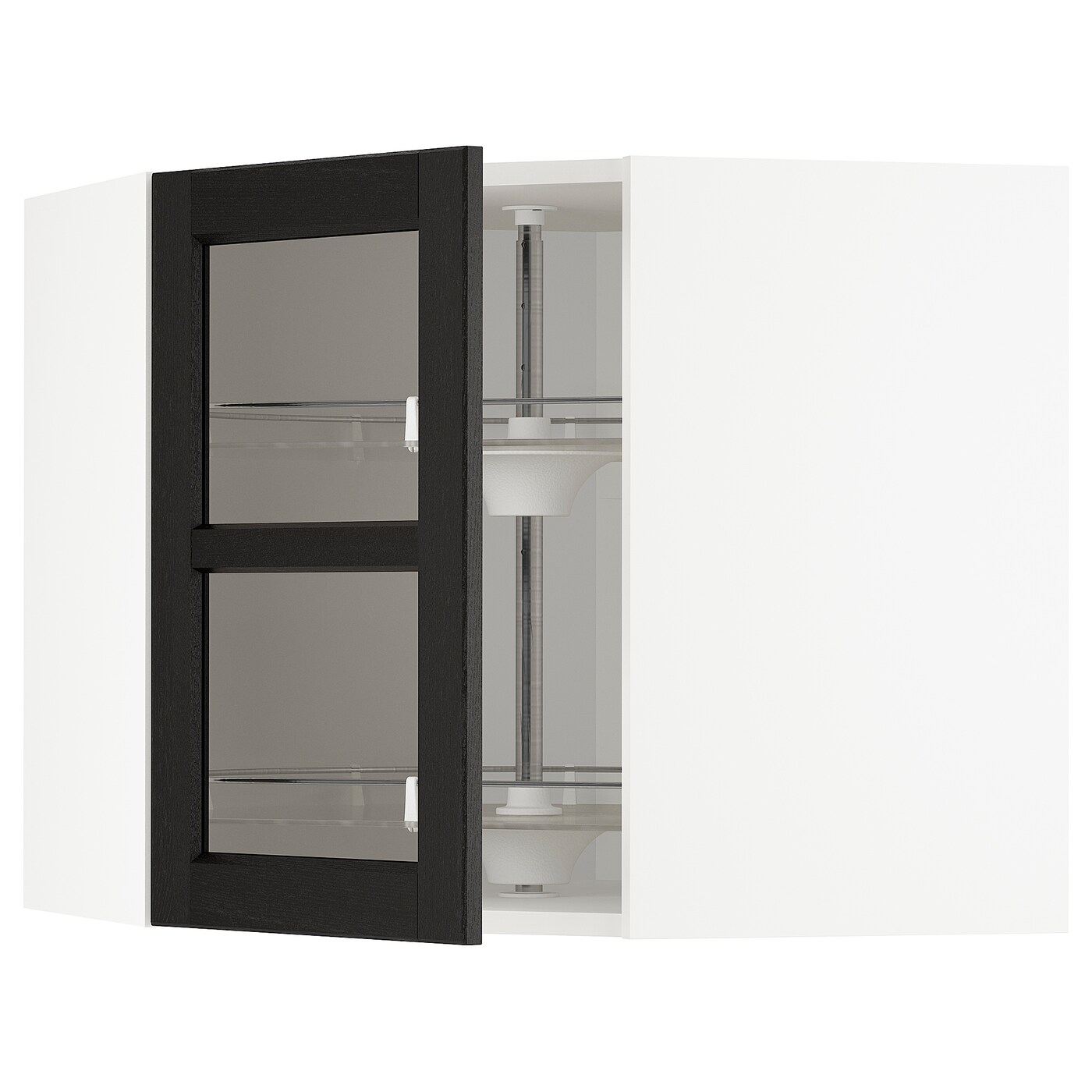 Навесной шкаф - IKEA METOD, 67.5х67.5х60 см, белый/черный/стекло, МЕТОД ИКЕА