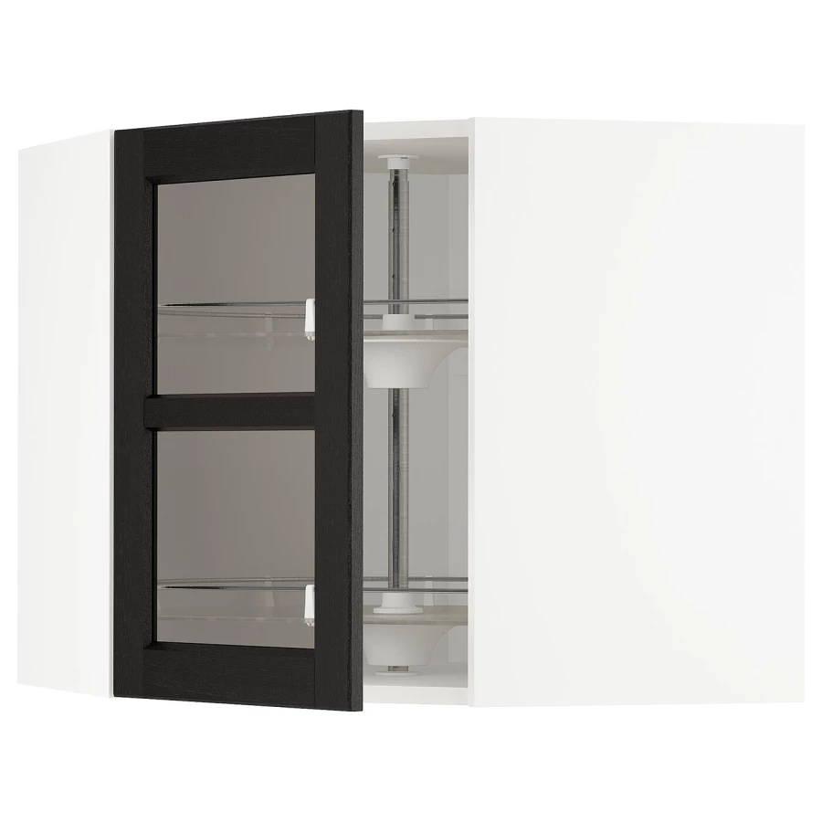 Навесной шкаф - IKEA METOD, 67.5х67.5х60 см, белый/черный/стекло, МЕТОД ИКЕА (изображение №1)