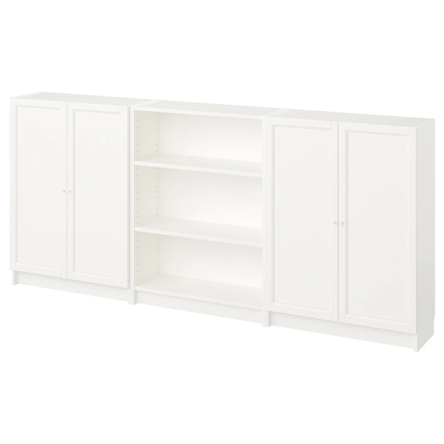 Книжный шкаф с дверцей - BILLY/OXBERG IKEA/ БИЛЛИ/ОКСБЕРГ ИКЕА, 30х106х240 см, белый (изображение №1)