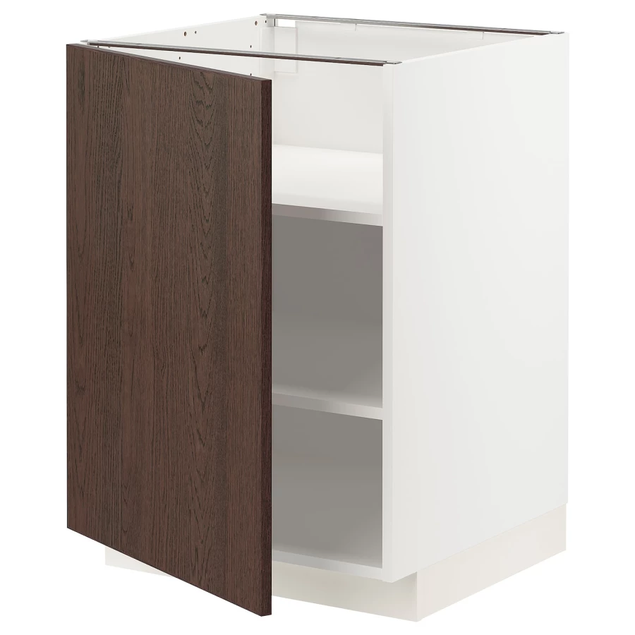 Напольный шкаф  - IKEA METOD, 88x62x60см, белый/коричневый, МЕТОД ИКЕА (изображение №1)