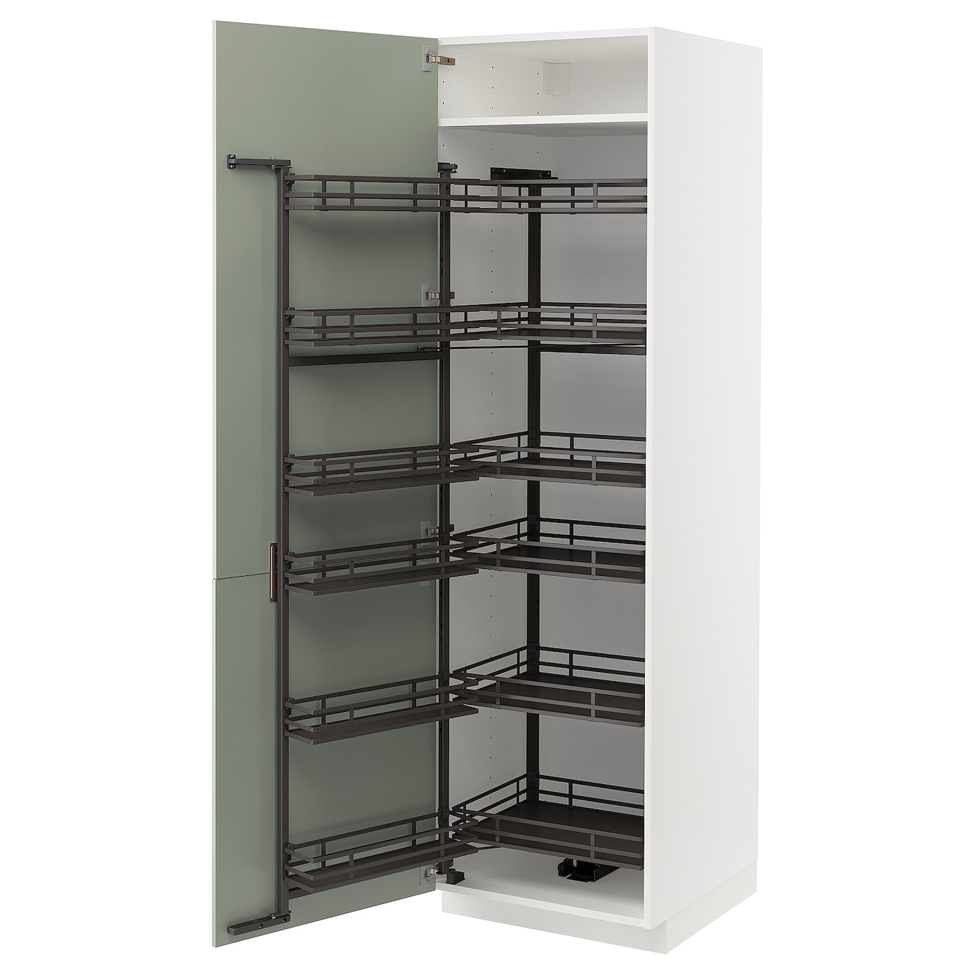 Высокий шкаф с выдвижной кладовой - IKEA METOD/МЕТОД ИКЕА, 60х60х200 см, зеленый/белый