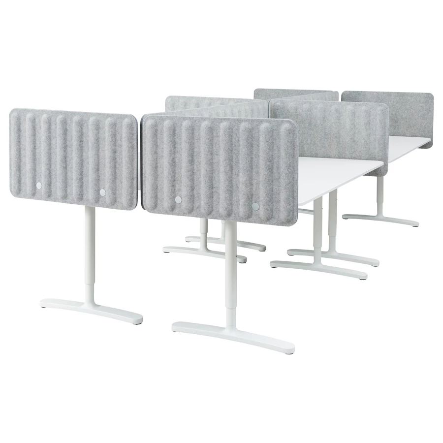 Письменный стол с экраном - IKEA BEKANT, 320х160х48 , серый/белый, БЕКАНТ ИКЕА (изображение №1)