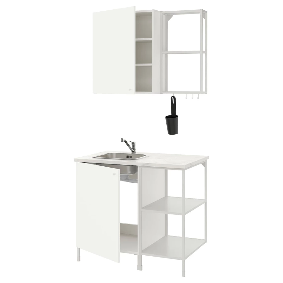 Кухонная комбинация для хранения вещей  - ENHET  IKEA/ ЭНХЕТ ИКЕА, 103x63,5x222 см, белый (изображение №1)