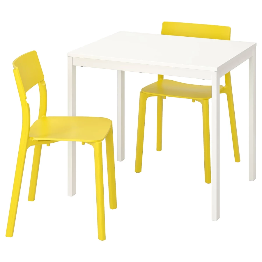 Набор кухонных столов - VANGSTA/JANINGE IKEA/ВАНГСТ/ЙАНИНГЕ ИКЕА, 120х80 см, белый/желтый (изображение №1)