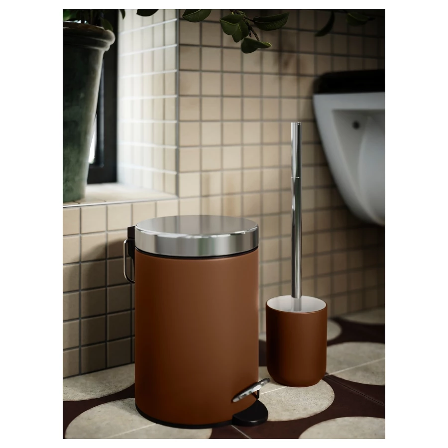 Корзина для мусора - IKEA EKOLN, 3л, коричневый/светло-коричневый, ЭКОЛН ИКЕА (изображение №3)
