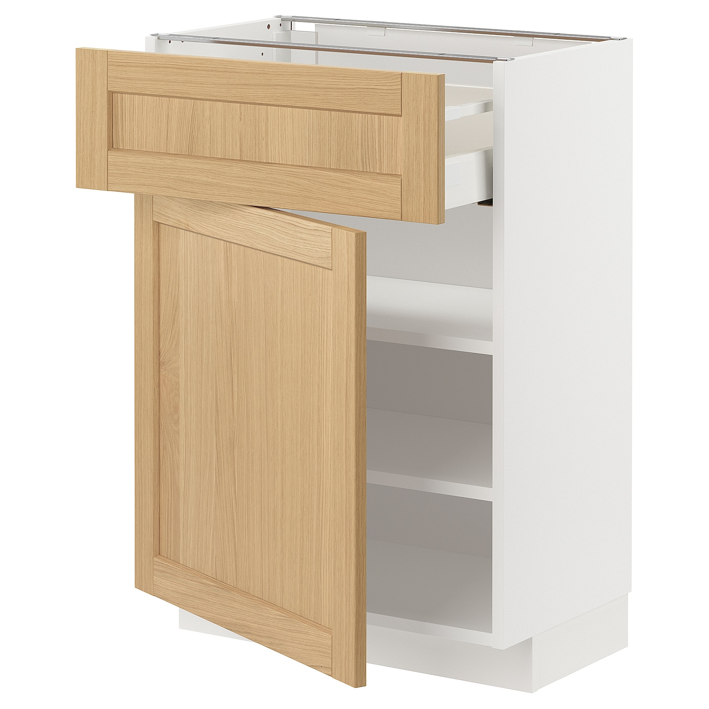Напольный шкаф - METOD / MAXIMERA IKEA/ МЕТОД/ МАКСИМЕРА ИКЕА,  60х37 см, белый/под беленый дуб