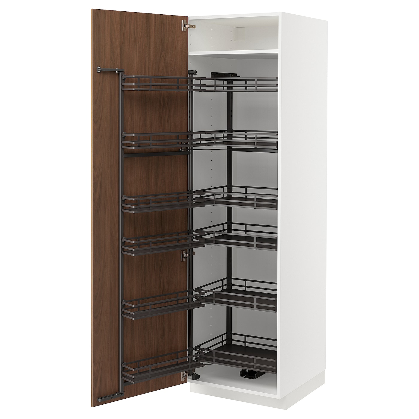 Высокий шкаф с выдвижной кладовой - IKEA METOD/МЕТОД ИКЕА, 200х60х60 см, белый/коричневый