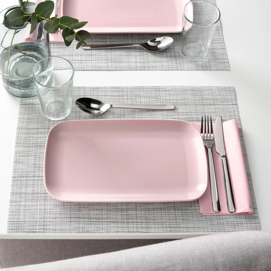 Набор тарелок, 4 шт. - IKEA FÄRGKLAR/FARGKLAR, 30x18 см, светло-розовый, ФЭРГКЛАР ИКЕА (изображение №4)