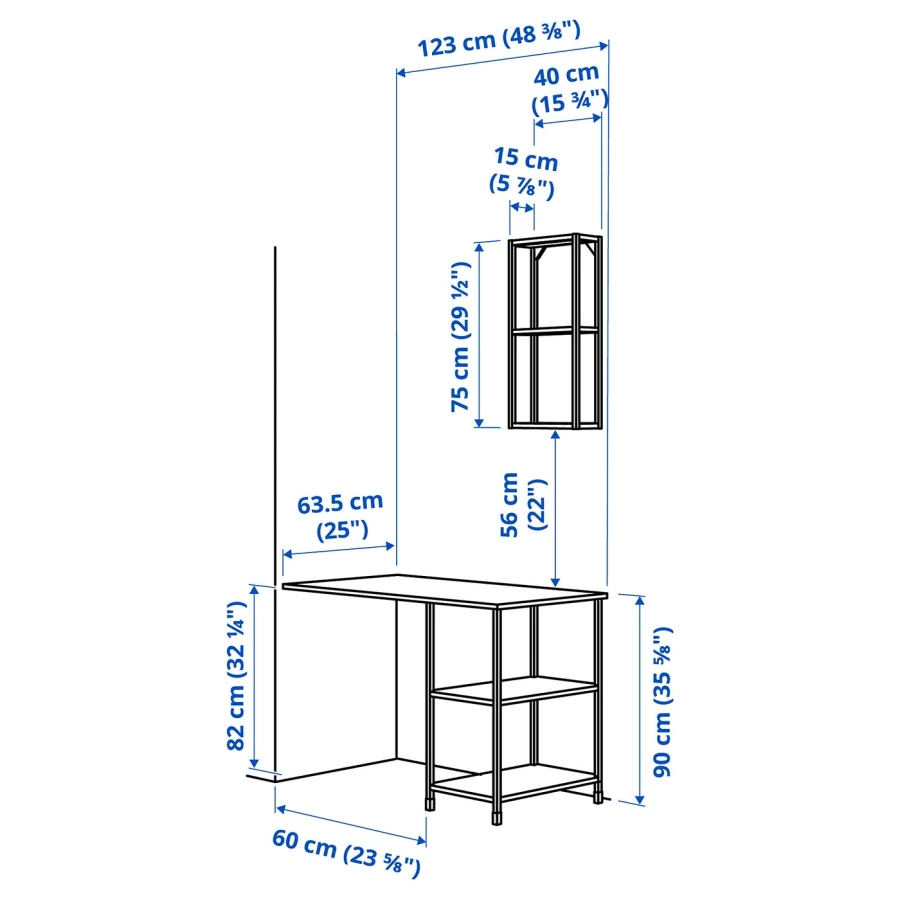 Комбинация для ванной - IKEA ENHET, 101.5х63.5х222 см, белый, ЭНХЕТ ИКЕА (изображение №3)