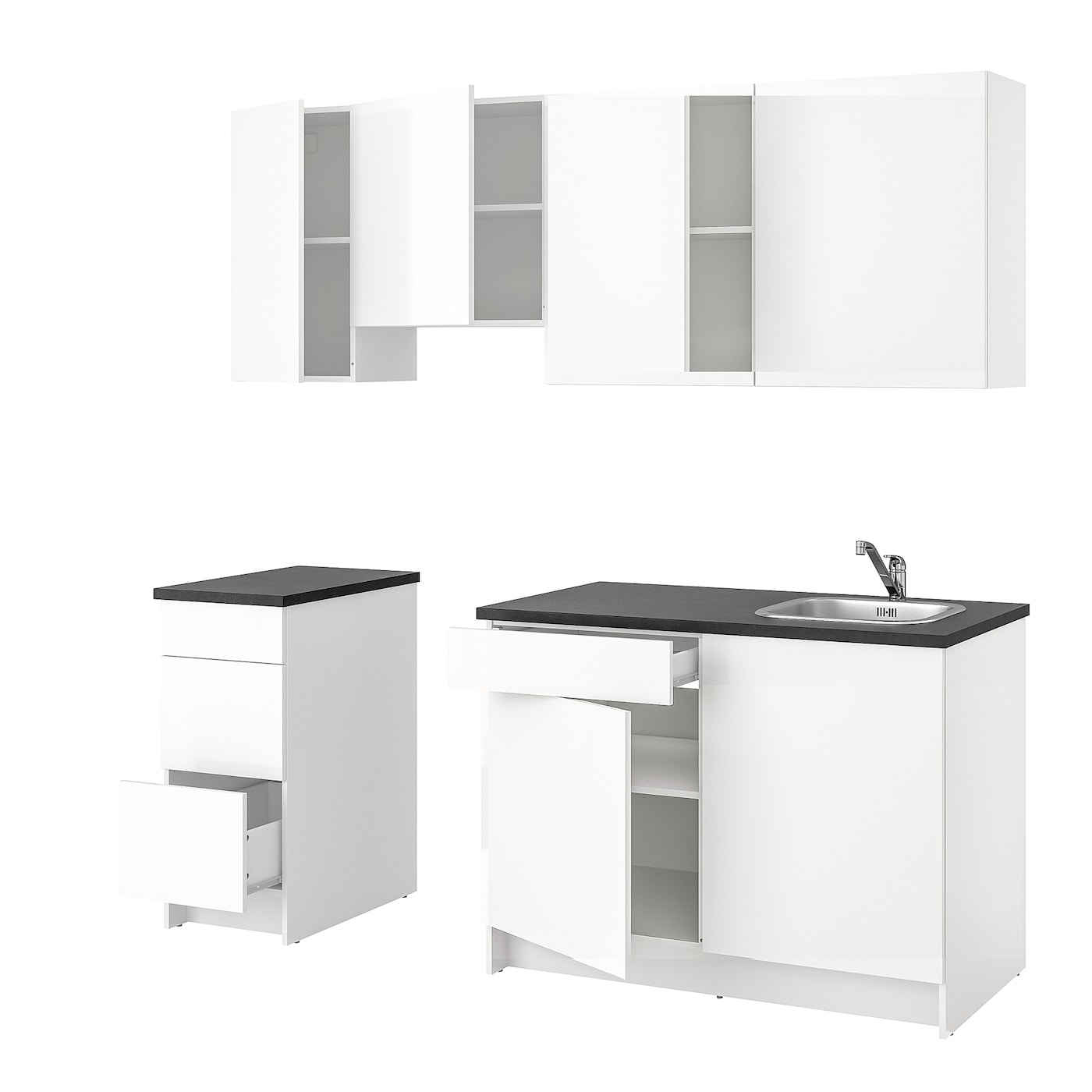 Кухонная комбинация для хранения -   KNOXHULT IKEA/ КНОКСХУЛЬТ ИКЕА, 220x61x220 см, серый/белый
