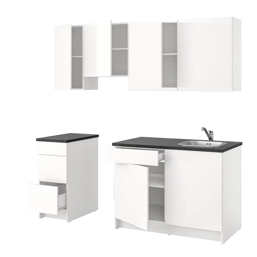 Кухонная комбинация для хранения -   KNOXHULT IKEA/ КНОКСХУЛЬТ ИКЕА, 220x61x220 см, серый/белый (изображение №1)