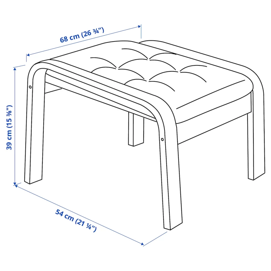 Табурет для ног - POÄNG / POАNG IKEA/  ПОЭНГ ИКЕА, 68х39 см, светло-серый (изображение №4)