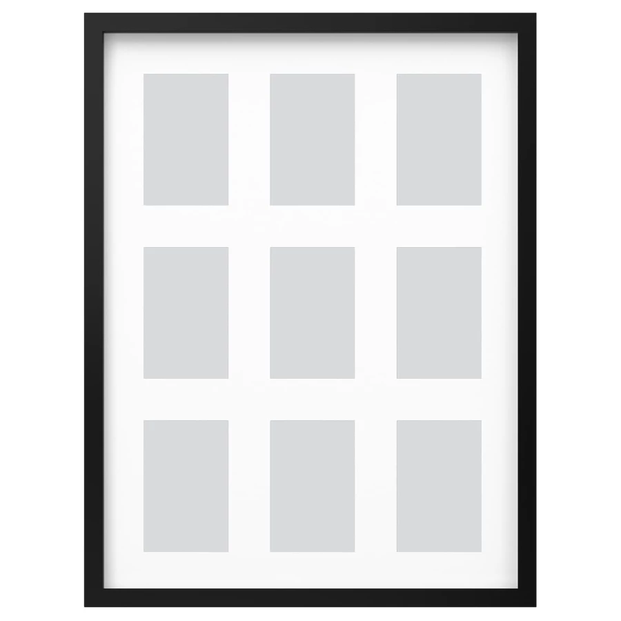 Рамка на 9 фотографий - IKEA RÖDALM/RODALM/РОДАЛЬМ ИКЕА, 61х46 см, белый/черный (изображение №1)