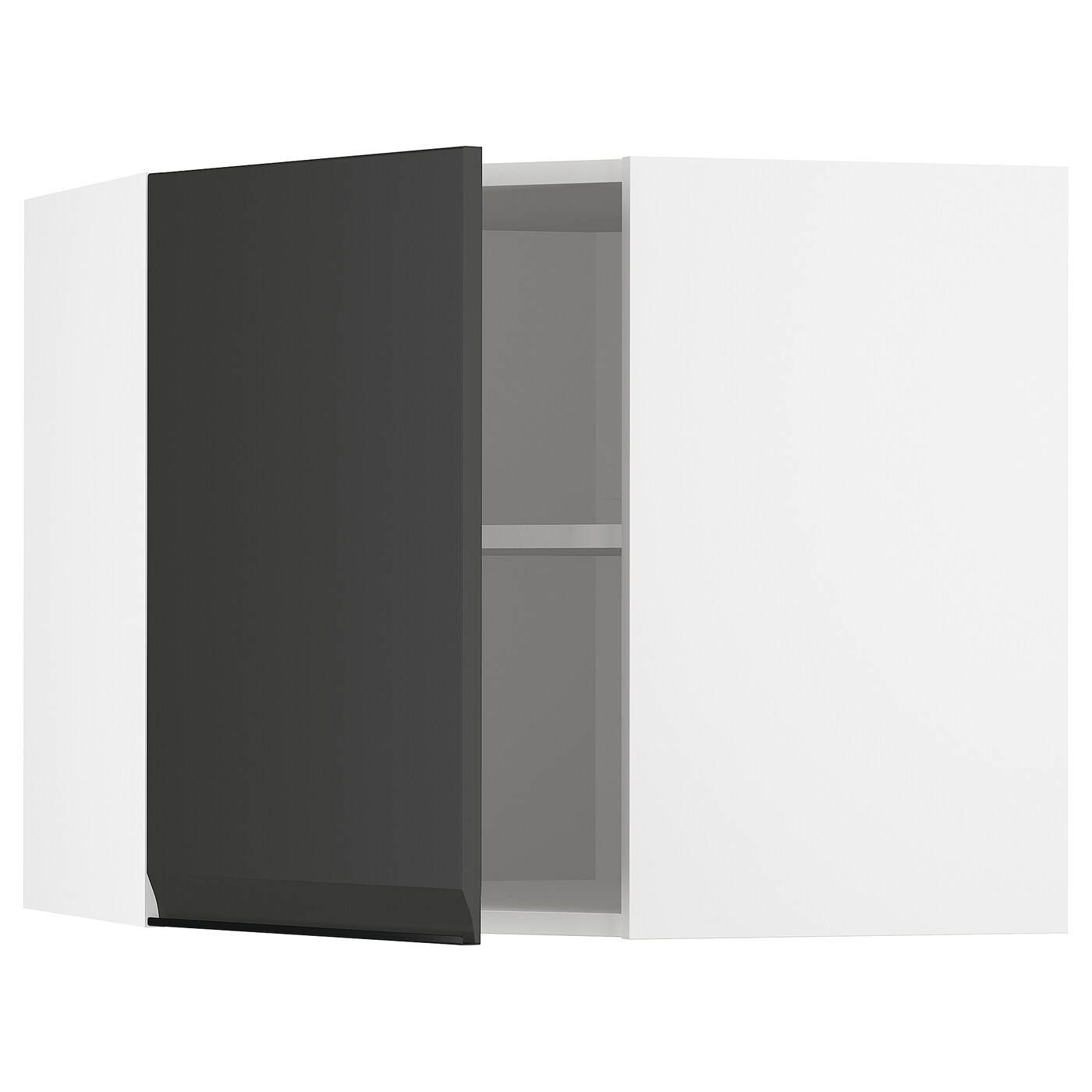 Угловой навесной шкаф с полками - METOD  IKEA/  МЕТОД ИКЕА, 80х68 см, белый/черный
