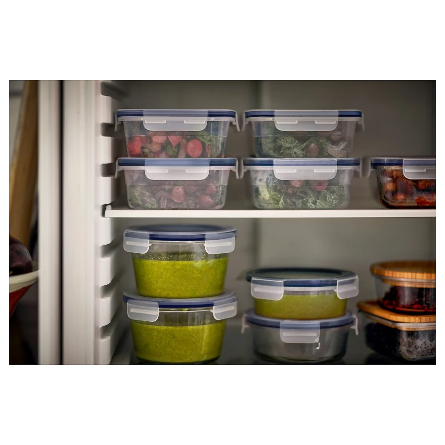 Набор контейнеров для продуктов с крышкой, 3 шт. - IKEA 365+, 15х7х15 см, пластик, ИКЕА 365+ (изображение №2)