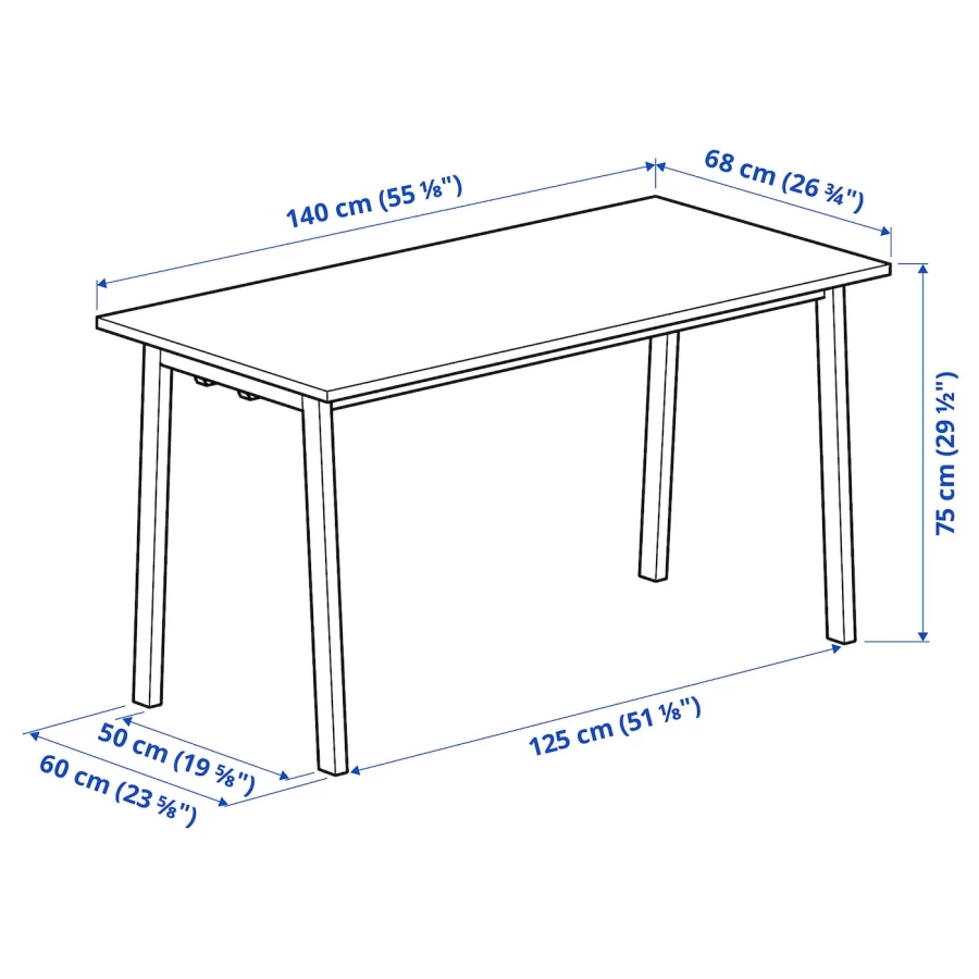 Стол для переговоров - MITTZON IKEA /ИКЕА МИТТЗОН , 68х140х75 см, темно-коричневый/черный (изображение №5)