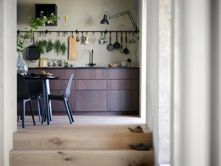 Высокий кухонный шкаф - IKEA METOD/МЕТОД ИКЕА, 200х60х60 см, черный/коричневый (изображение №3)