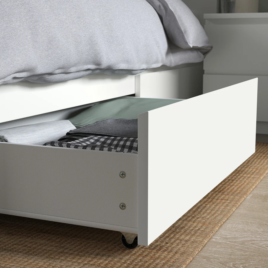 Каркас кровати с 4 ящиками для хранения - IKEA MALM/LINDBАDEN/LINDBÅDEN, 140х200 см, белый МАЛЬМ/ЛИНДБАДЕН ИКЕА (изображение №8)