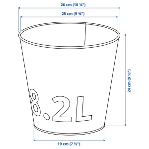 Второе фото. Горшок для растений - IKEA ÅKERBÄR/AKERBAR, 24 см, оцинкованный, ЭКЕРБОР ИКЕА