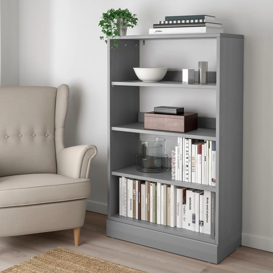 Книжный шкаф - HAVSTA IKEA/ ХАВСТА ИКЕА,  134х81 см, серый (изображение №2)