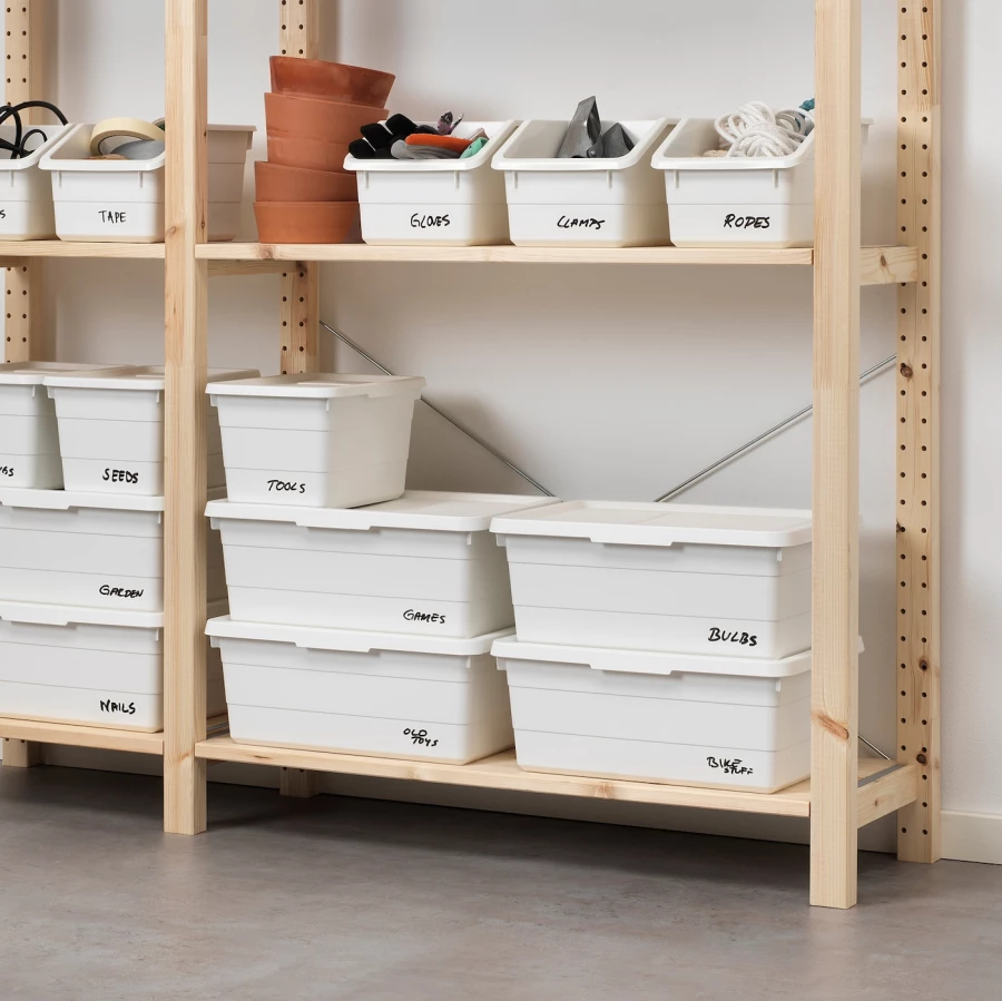 Коробка с крышкой - SOCKERBIT IKEA/ СОККЕРБИТ ИКЕА, 38х25х15 см, белый (изображение №5)