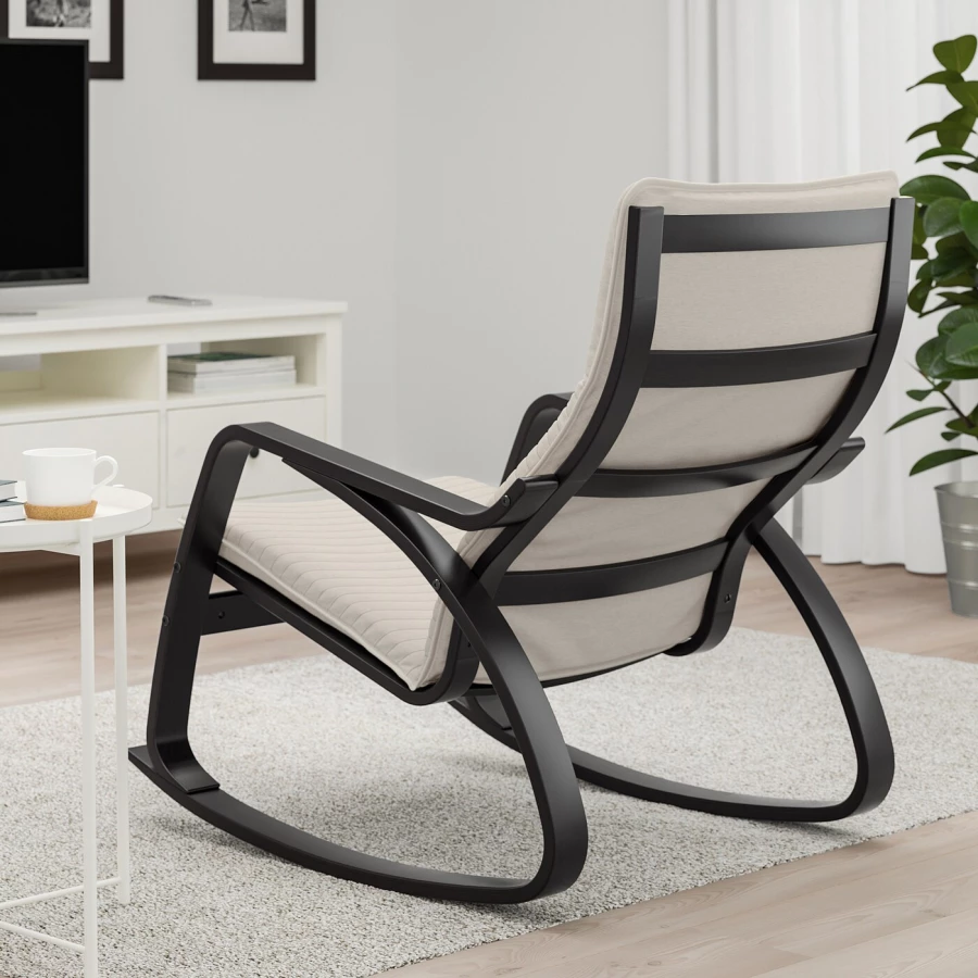 Кресло-качалка - IKEA POÄNG/POANG/ПОЭНГ ИКЕА, 68х94х95 см, серый (изображение №3)